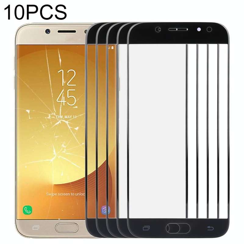 For Samsung Galaxy J7 (2017) / J730 10pcs Front Screen Outer Glass Lens (Black)