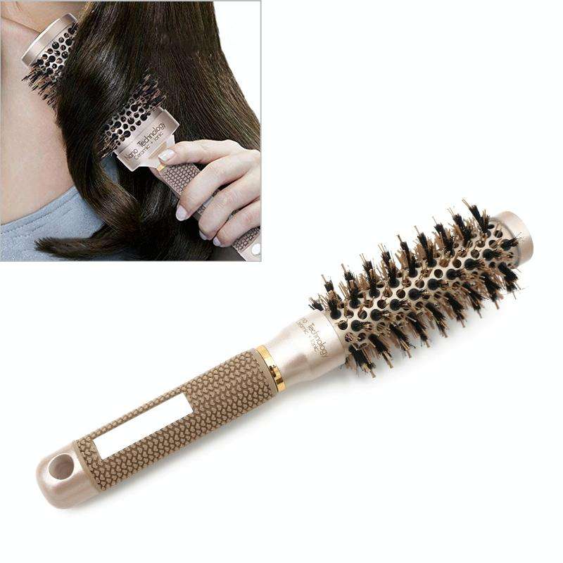 Ceramic Aluminium Hair Comb Round Brush with Nylon Bristle Professional Barber Styling Hair Brush...