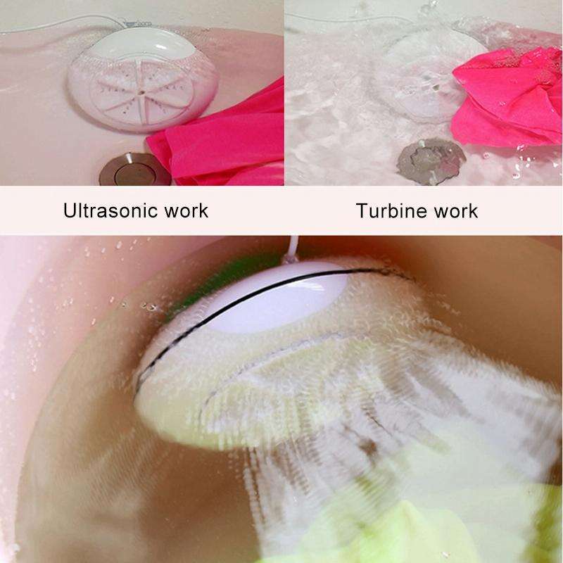Macaroon Portable Mini Turbine Washing Machine Ultrasonic Washer(Pink)