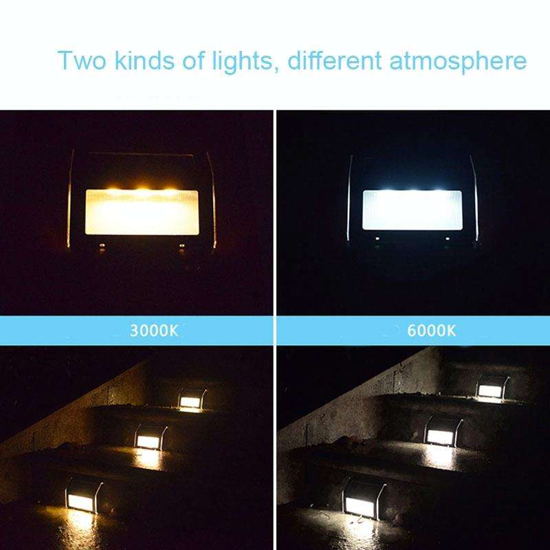 2PCS Solar Stainless Steel 3 LED Stair Wall Lamp Outdoor Garden Fence Light( White Light)