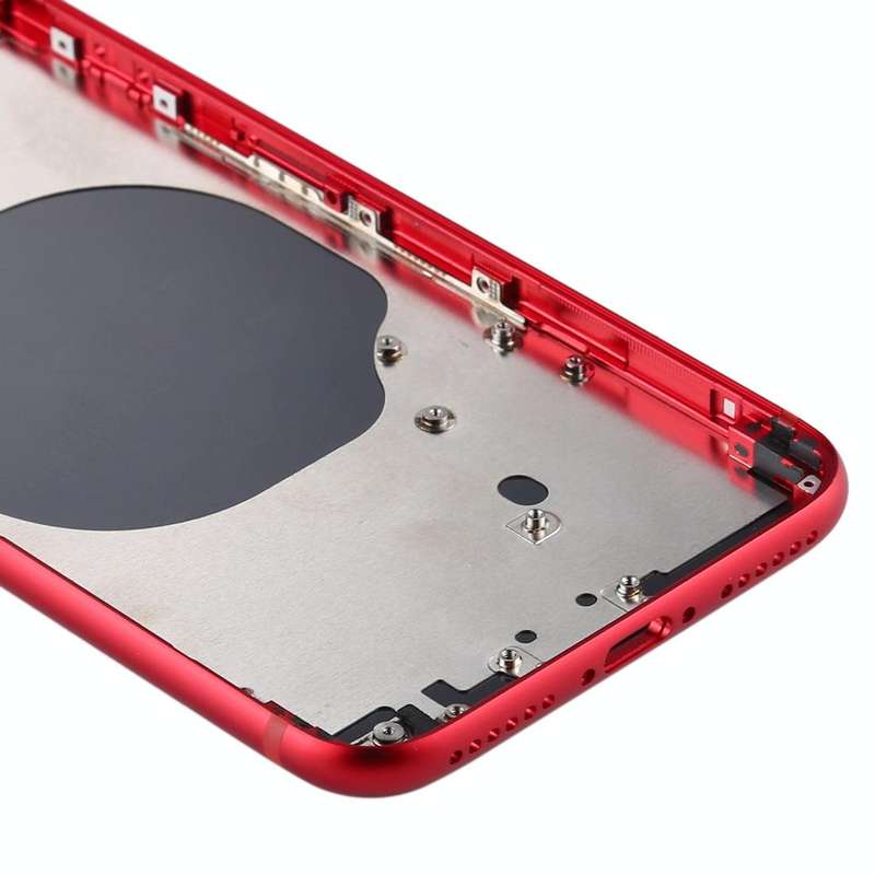 Battery Back Cover with Camera Lens Cover & SIM Card Tray & Side keys for iPhone SE 2020(Red)