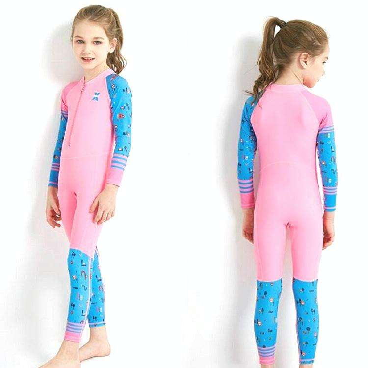 DIVE & SAIL LS-18822 Children Diving Suit Outdoor Sunscreen One-piece Swimsuit, Size: L(Girl Pink)