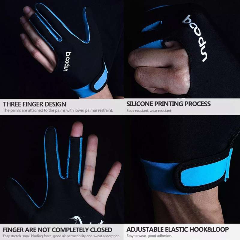 BOODUN M050912 Thin Breathable Men and Women Billiards Three Finger Single Gloves, Size:M(Dark Grey)