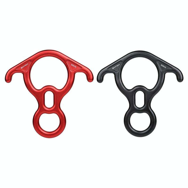 XINDA XD8602 Climbing Rescue Figure 8 Descender with Bent-ear Rappelling Gear Belay Device(Black)