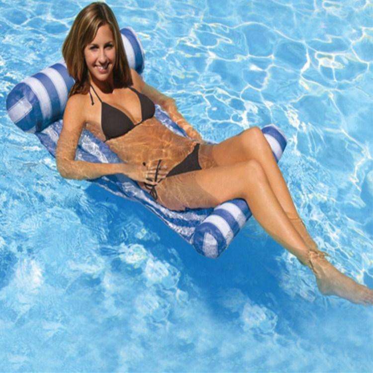 Leisure Water Floating Bed Hammock Inflatable Floating Row Entertainment Lounge Chair(Pink And Wh...