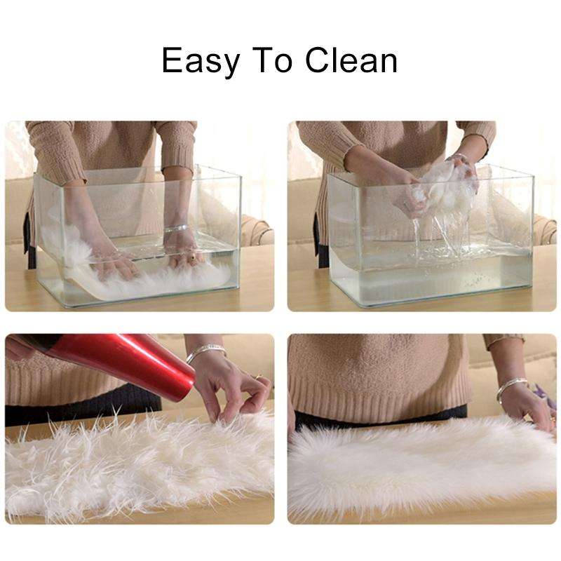 Love Heart Rugs Artificial Wool Sheepskin Hairy Carpet Faux Floor Mat Fur Plain Fluffy Soft Area ...