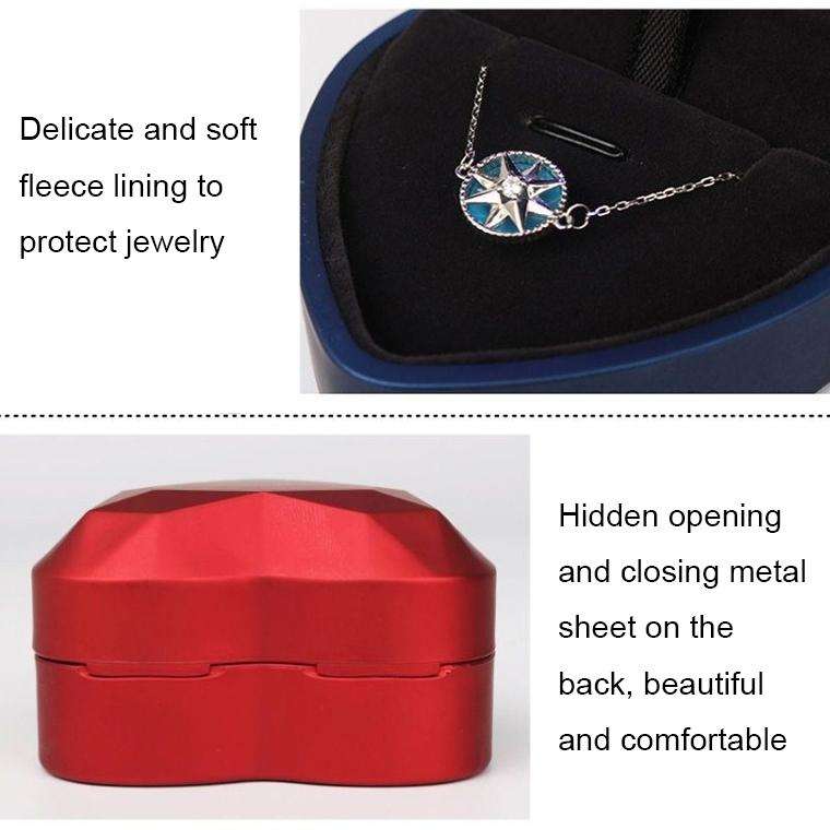 017015-20 Heart-shaped LED Light Ring Necklace Storage Box without Jewelry, Spec: Ring(White)