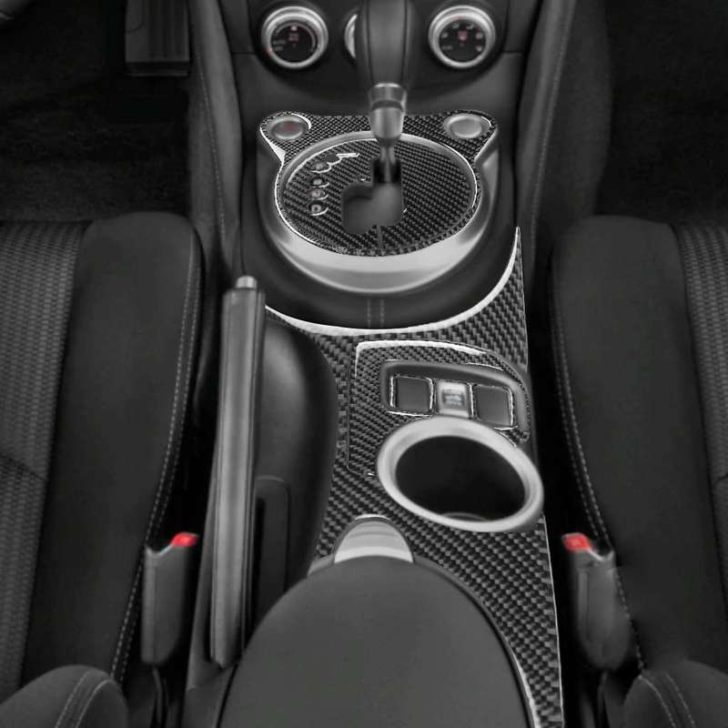 5 in 1 Car Carbon Fiber Gear Position Cup Holder Panel Decorative Sticker for Nissan 370Z Z34 200...