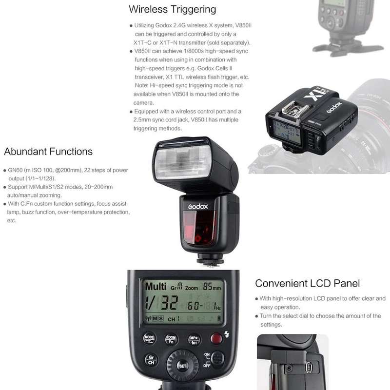 Godox V850II 2.4GHz Wireless 1/8000s HSS Flash Speedlite for Canon / Nikon DSLR Cameras(Black)