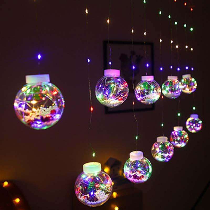 LED Copper Wire Curtain Light Wishing Ball Christmas Decoration String Lights, Random Style Deliv...