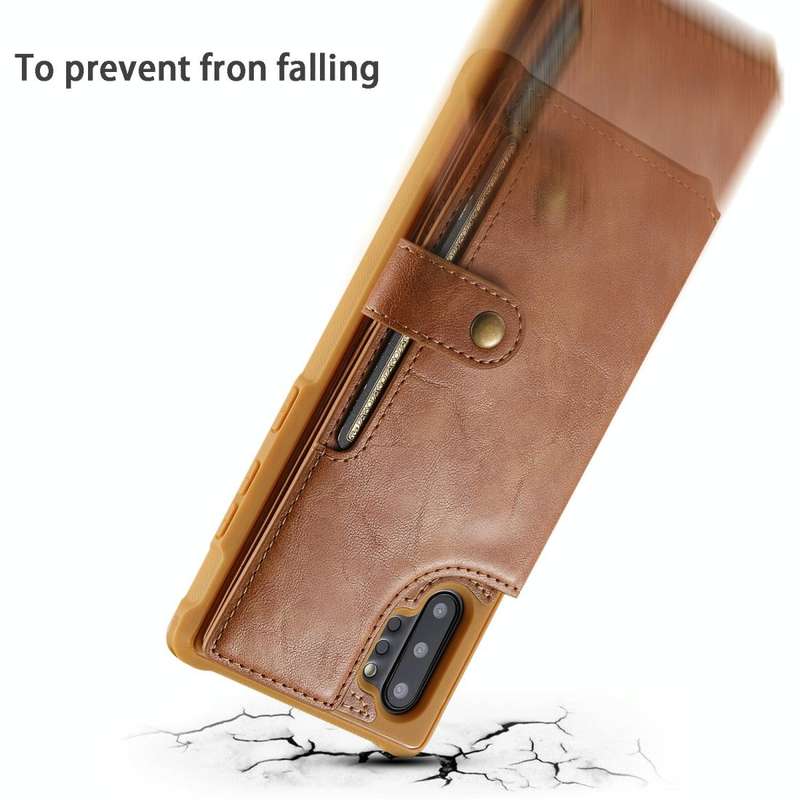 For Galaxy Note 10 Plus Buckle Zipper Shockproof Protective Case with Holder & Card Slots & Walle...