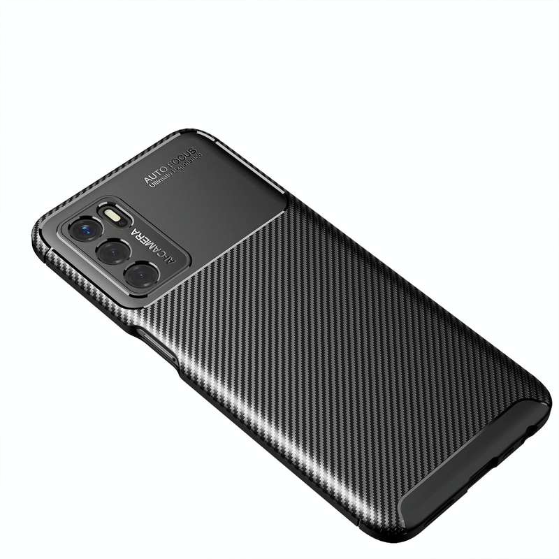For OPPO A16 Carbon Fiber Texture Shockproof TPU Case(Black)