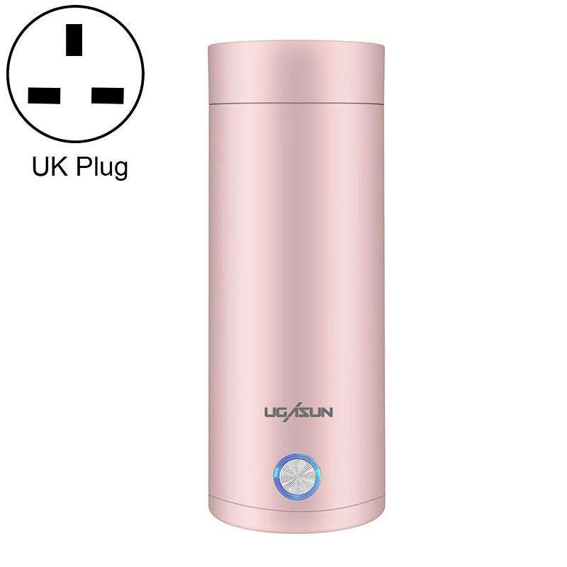 UGASUN Travel Portable Mini Electric Heated Water Cup, Color: UK Plug (Pink)