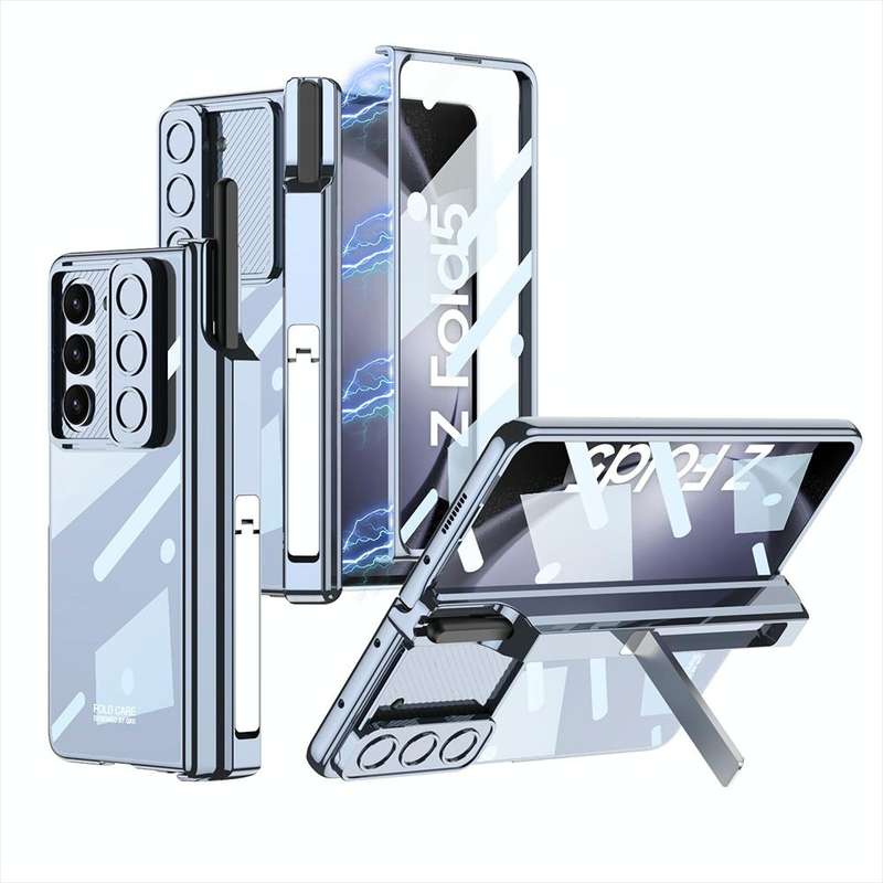 For Samsung Galaxy Z Fold5 5G GKK Integrated Push Lens Window Fold Hinge Phone Case with Pen Slot...