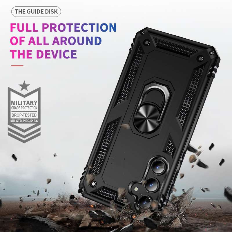 For Samsung Galaxy A35 5G Shockproof TPU + PC Phone Case with Holder(Black)