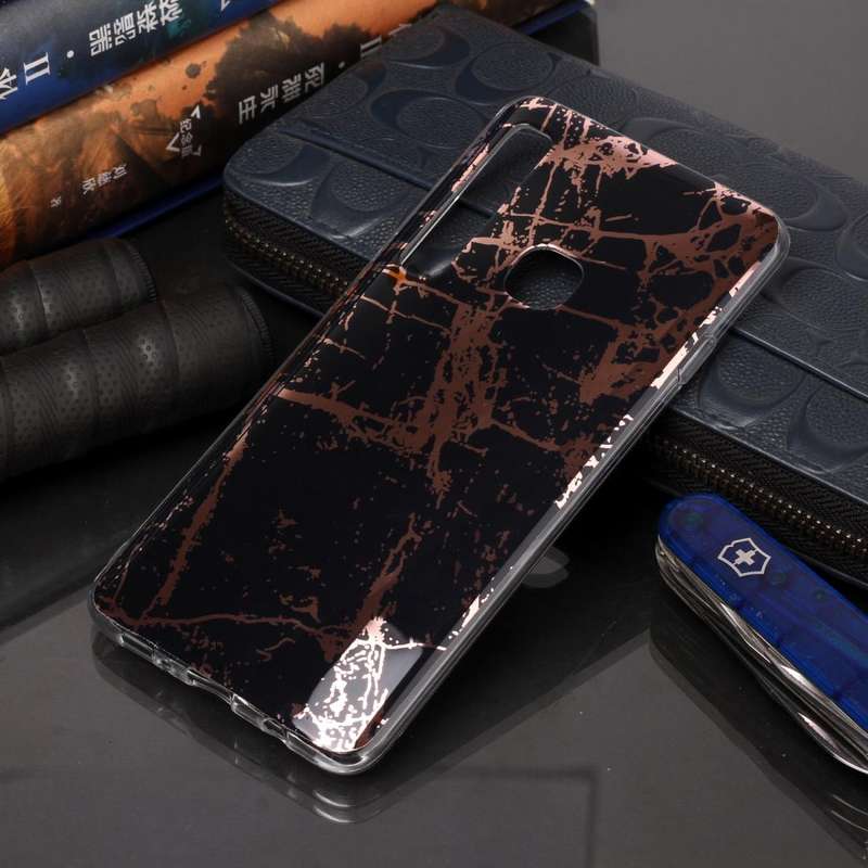 For Galaxy A9 (2018) / A9s Plating Marble Pattern Soft TPU Protective Case(Black Gold)