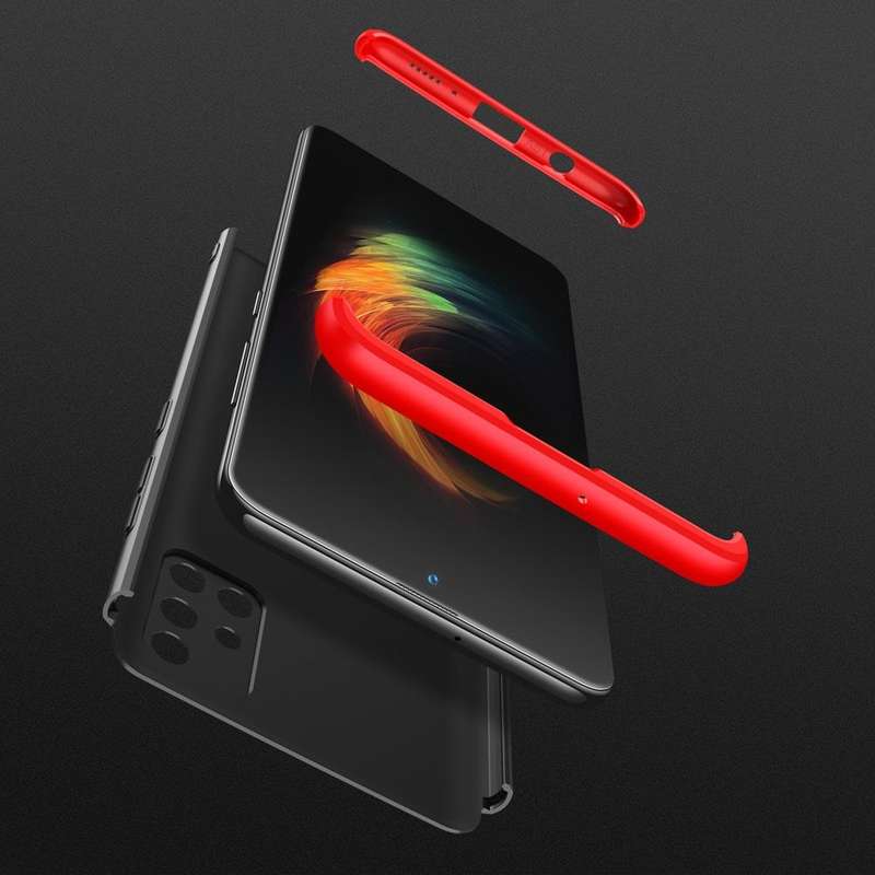 For Samsung Galaxy A51 GKK Three Stage Splicing Full Coverage PC Protective Case(Black Red)