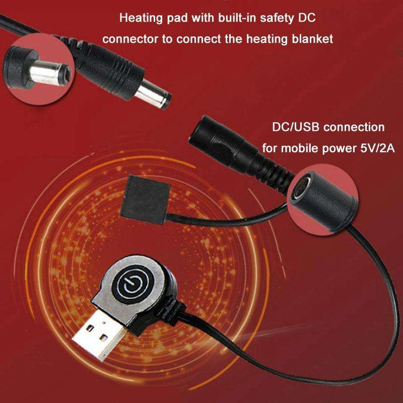 USB Charging Intelligent Thermostatic Heating Cushion(Black)