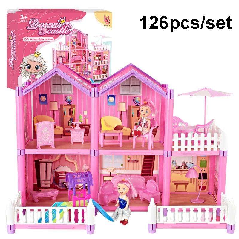 DSJ55-2 126pcs/set Children Passing Domestic Toy Doll House Princess Castle Set Simulation Disgui...
