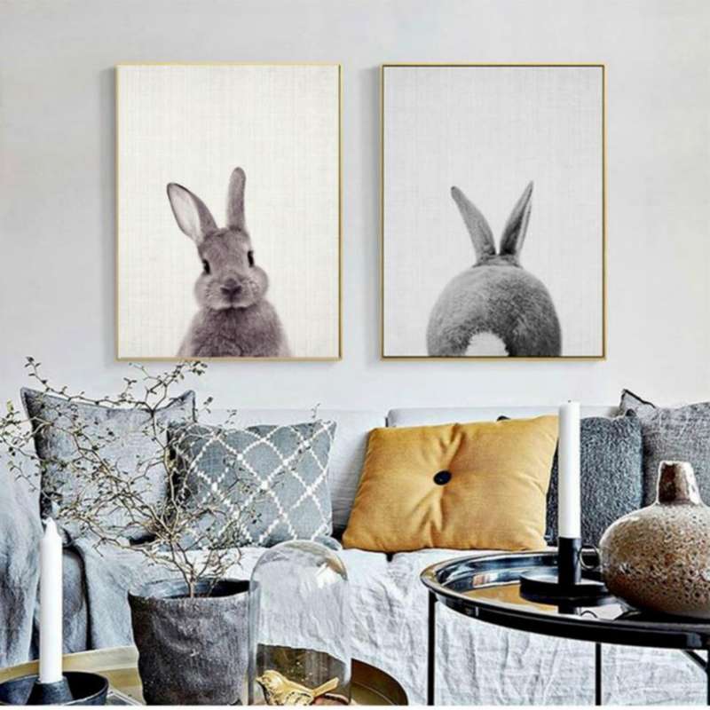 Rabbit Before and After the Computer Printing Decorative Painting Frameless Core, Size:13x18cm(Br...