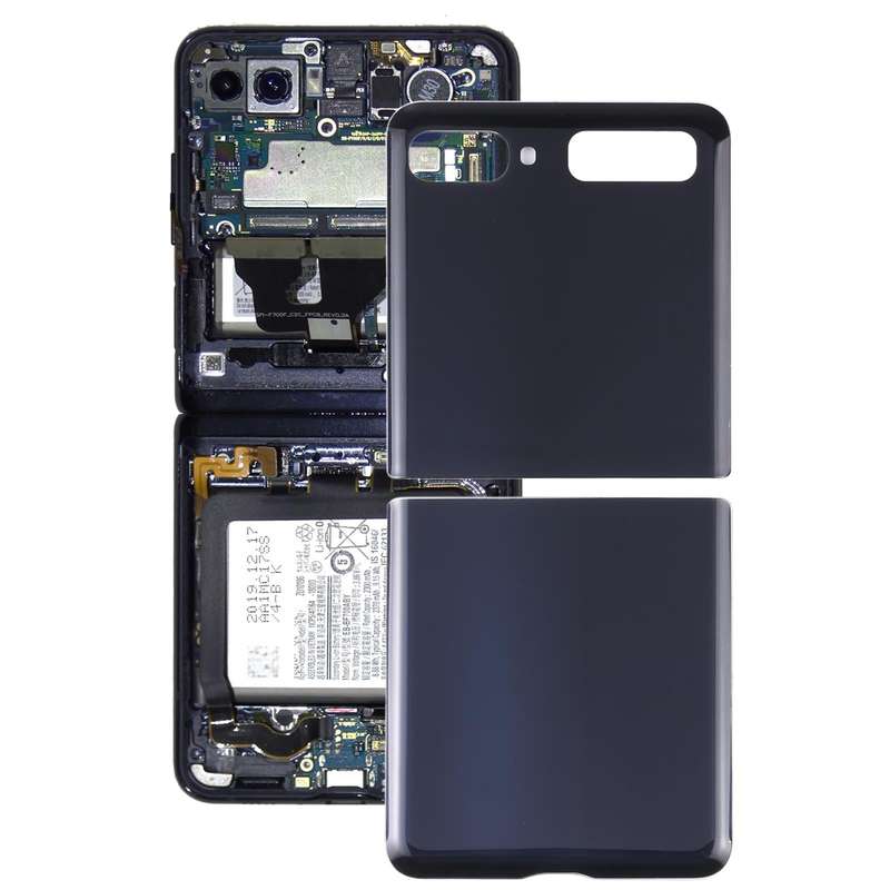 For Samsung Galaxy Z Flip 4G SM-F700 Glass Battery Back Cover (Black)