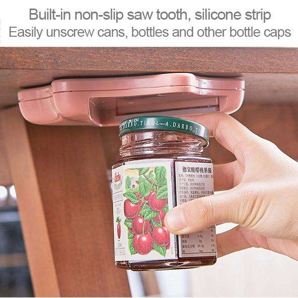 Effortless Bottle Can Opener Under the Kitchen Cabinet Countertop Lid Remover (Blue)