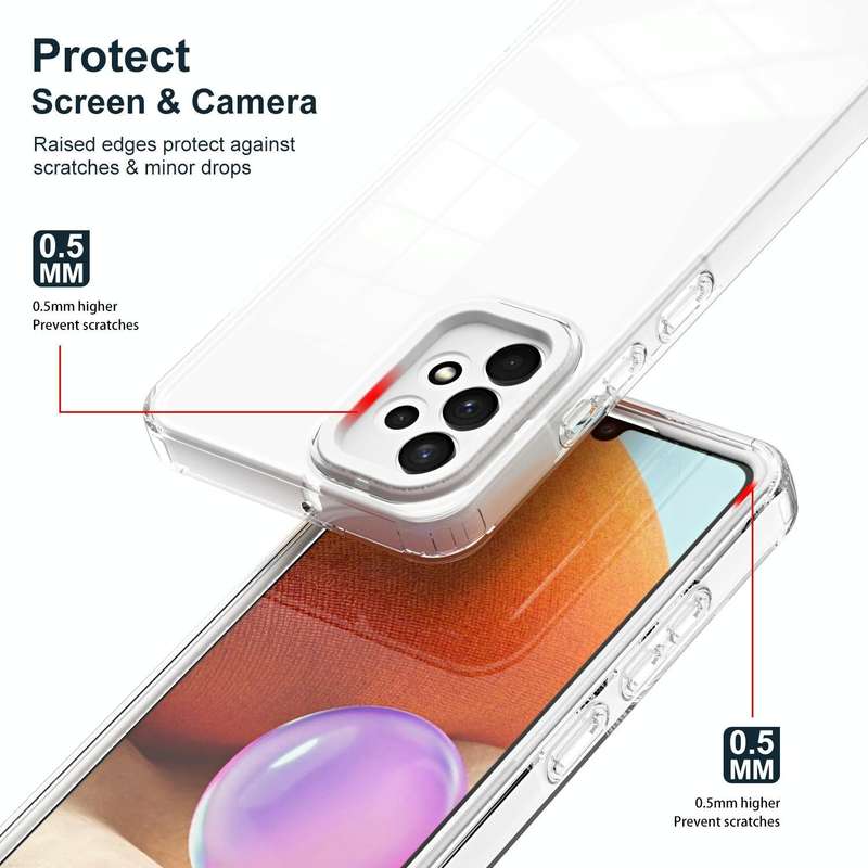 For Samsung Galaxy A23 4G 3 in 1 Clear TPU Color PC Frame Phone Case(White)