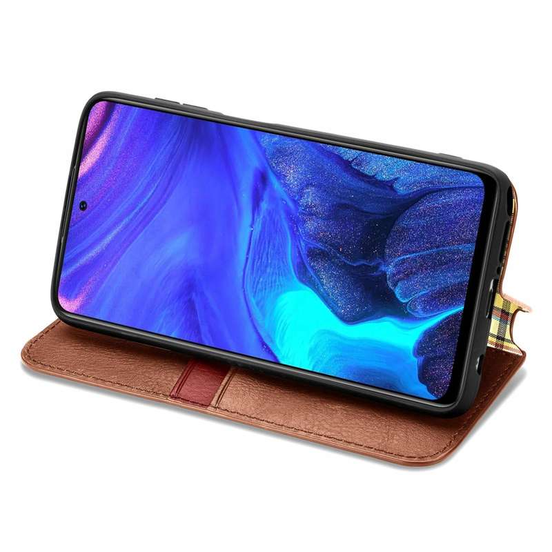 For Infinix Note 10 Pro Cubic Grid Pressed Horizontal Flip Magnetic PU Leather Case with Holder &...