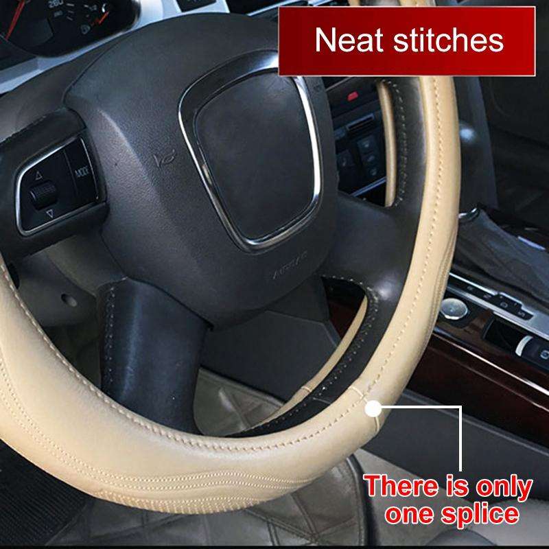 Universal Car Genuine Leather Pinhole Steering Wheel Cover, Diameter: 38cm(Grey)