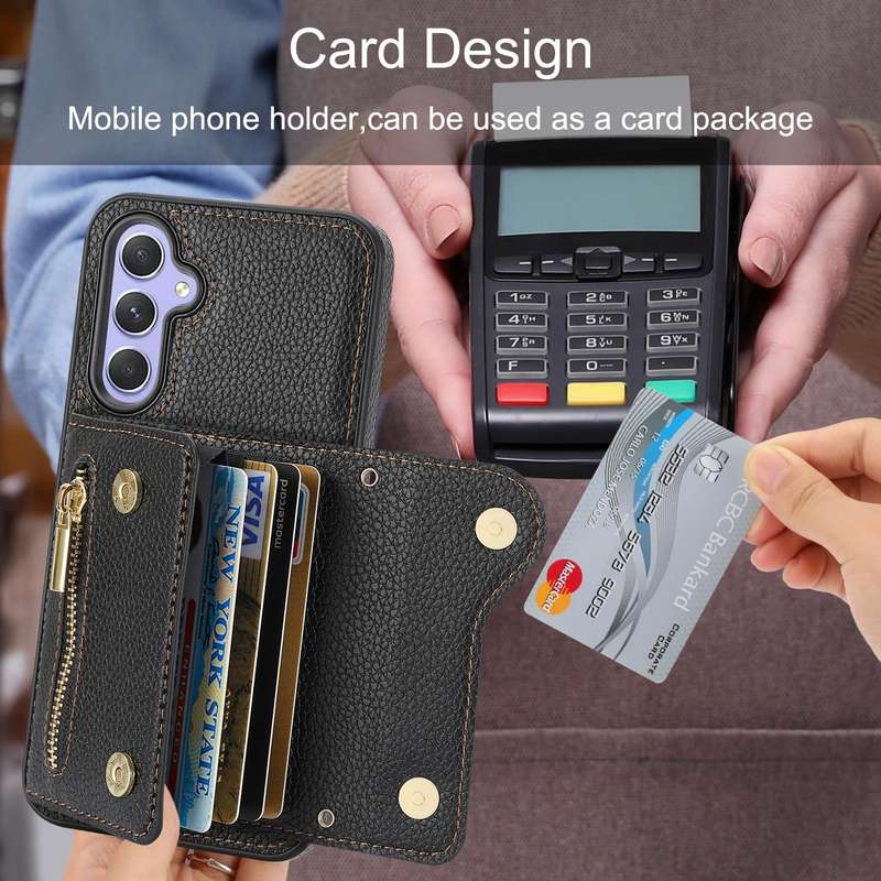 For Samsung Galaxy S24 DF-09 Crossbody Litchi texture Card Bag Design PU Phone Case(Black)