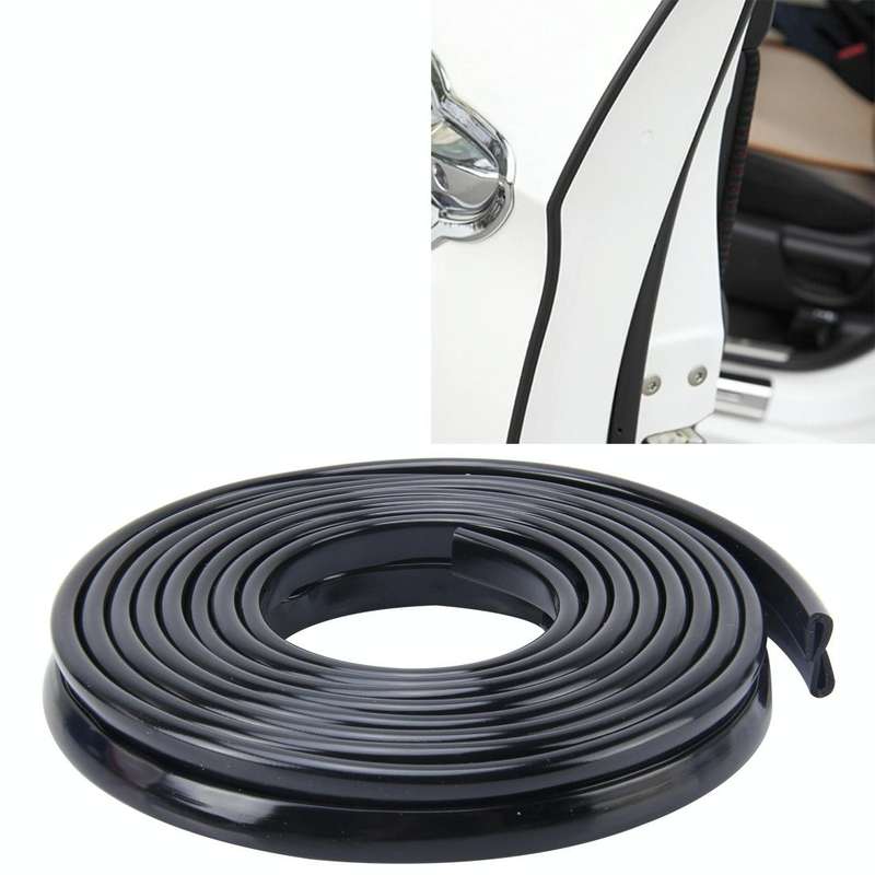 5.6m Car Decorative Strip Rubber Chrome Decoration Strip Door Seal Window Seal (Black)