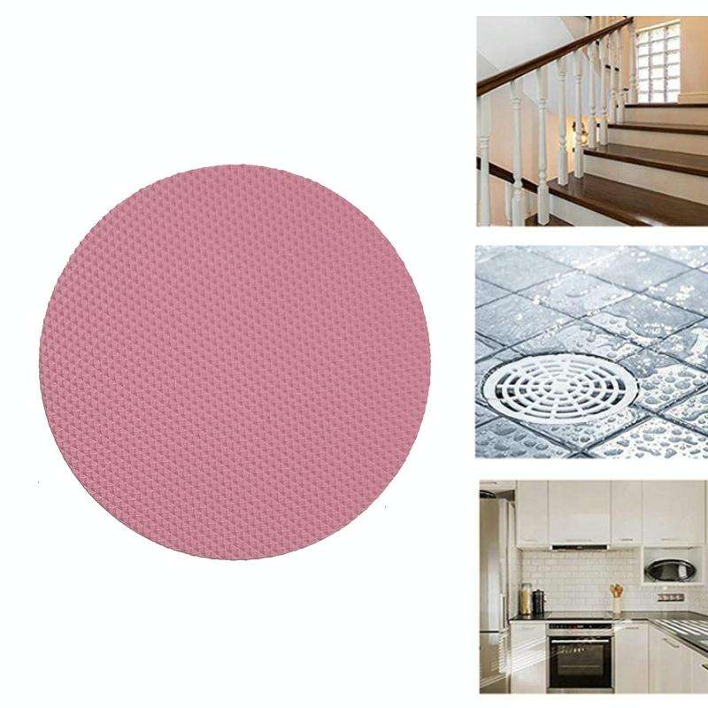 6 PCS / Pack 10cm Bathroom Steps Round PEVA Non-Slip Stickers(Pink)