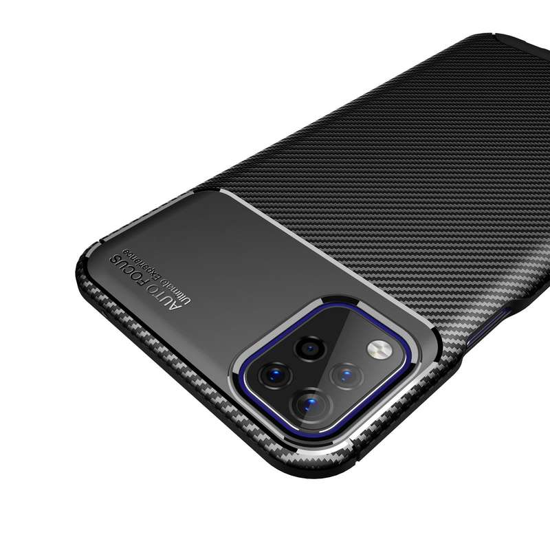 For LG K42 Carbon Fiber Texture Shockproof TPU Case(Brown)