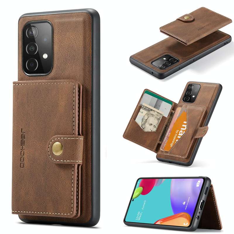 For Samsung Galaxy A33 5G JEEHOOD Retro Magnetic Detachable Phone Case with Wallet & Card Slot & ...