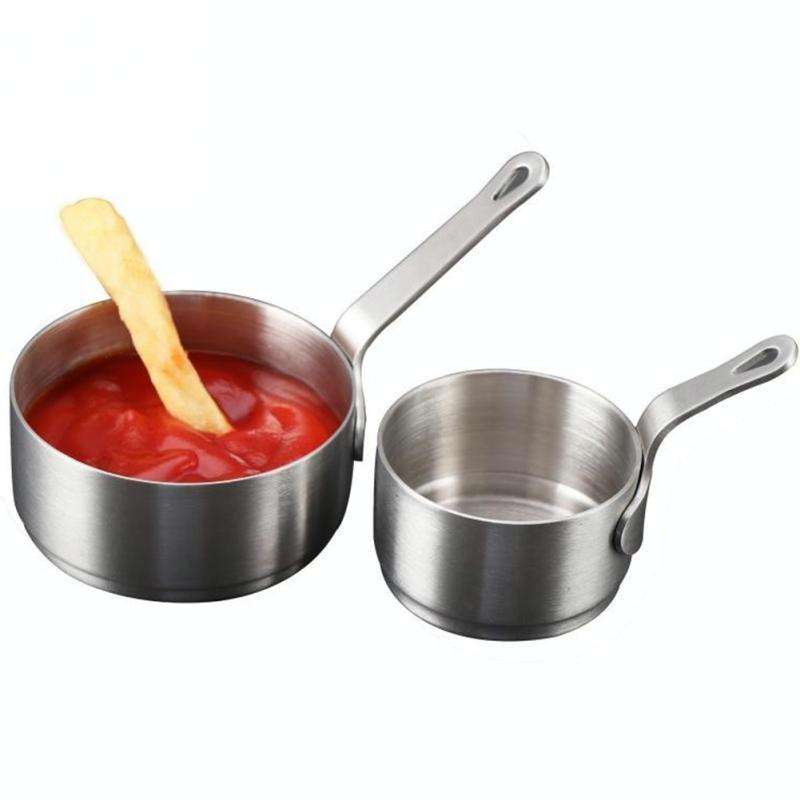 Stainless Steel Sauce Handle Mini Pot Seasoning Tools, Size:L(Silver)