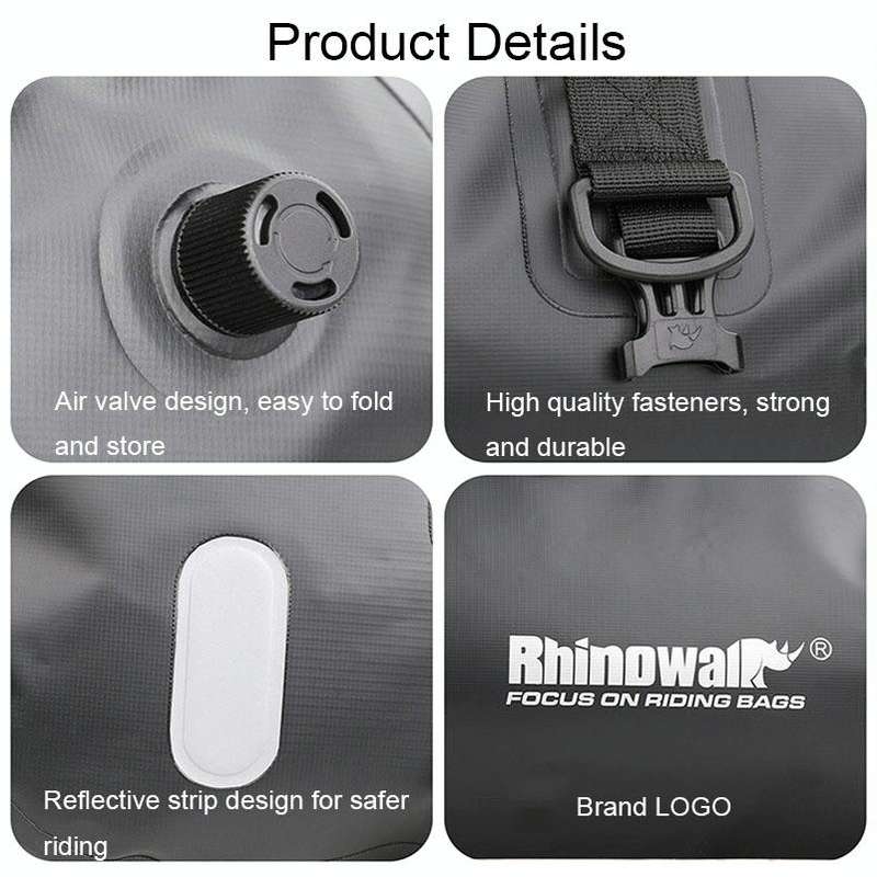 Rhinowalk MT20450 45L Large Capacity Portable Waterproof Motorcycle Tail Bag(Black)