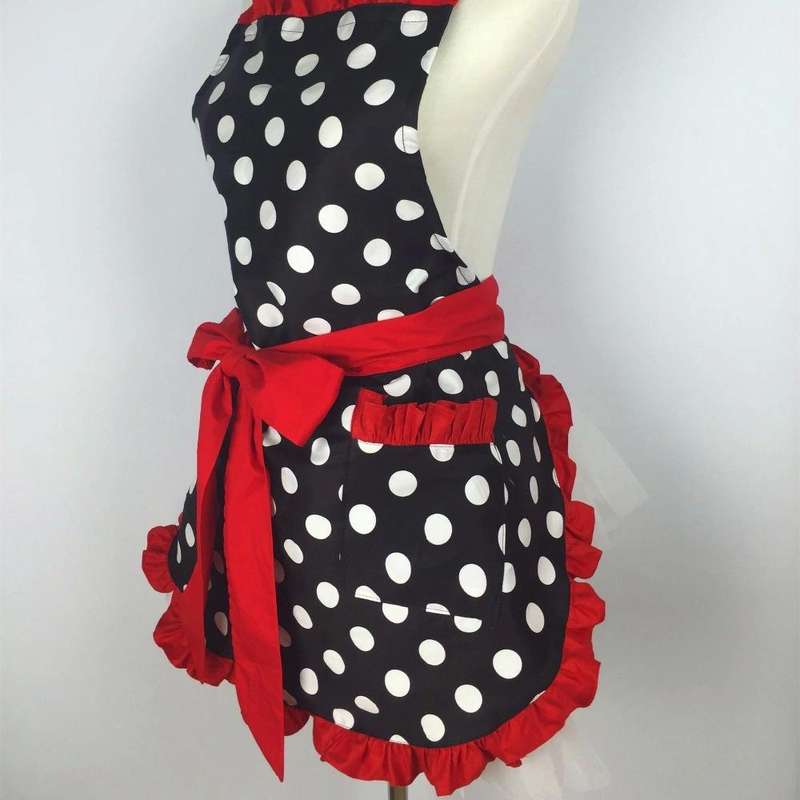 Cotton Dot Overalls Apron(Pink)