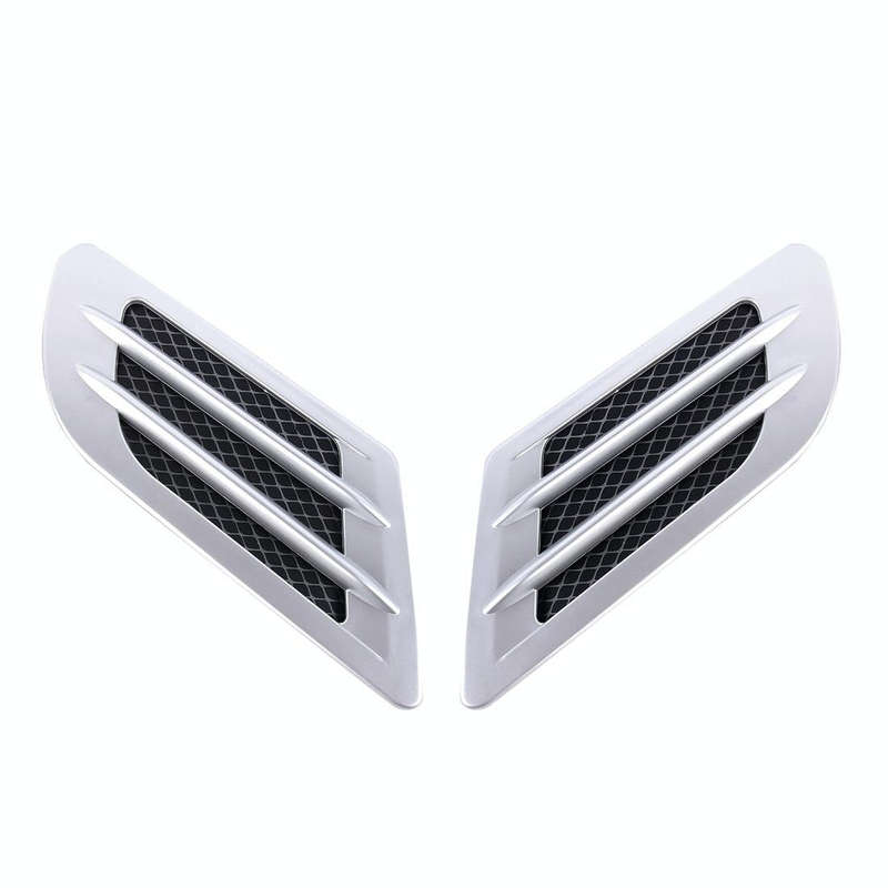 2 PCS Euro Style Plastic Decorative Air Flow Intake Turbo Bonnet Hood Side Vent Grille Cover With...
