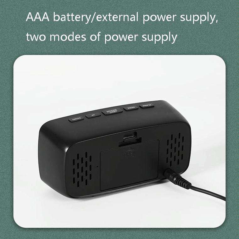 Mirror Bedside Alarm Clock Battery Plug-In Dual-Purpose LED Clock, Colour: Arc-shaped Black Shell...
