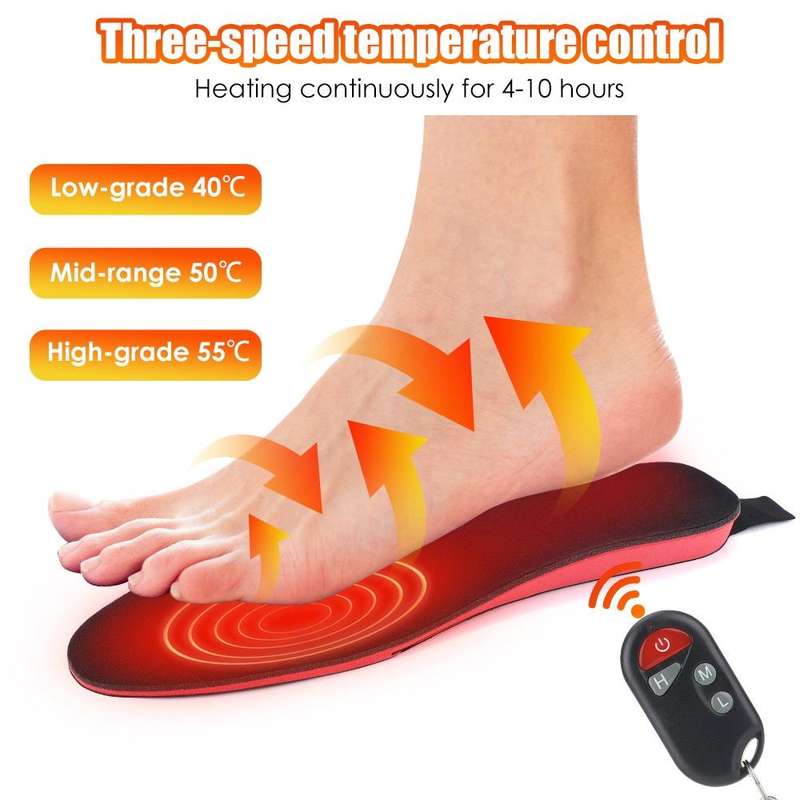 Rechargeable Electric Heating Insole Wireless Remote Control Smart Thermal Insole,Size:Medium(34-...