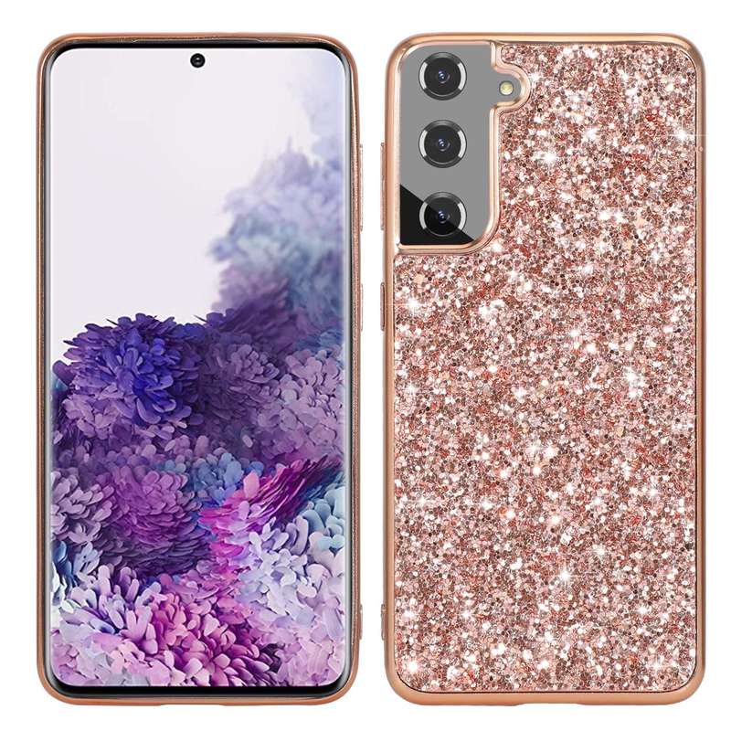 For Samsung Galaxy S21 5G Glitter Powder Shockproof TPU Protective Case(Rose Gold)