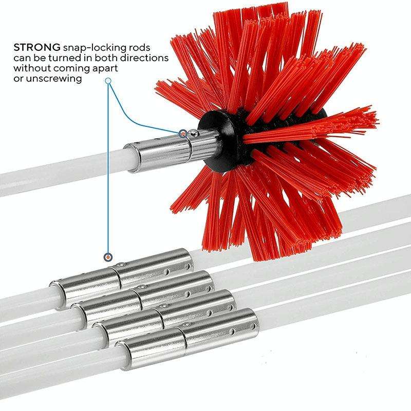 Extendable Bendable Electric Drill Chimney Brush Hood Interior Duct Brush, Size: 410mm x 6 Rods