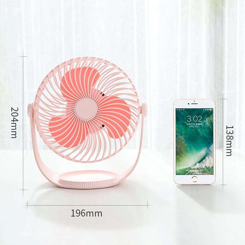 F12 Portable Rotatable USB Charging Stripe Desktop Fan with 3 Speed Control (Pink)