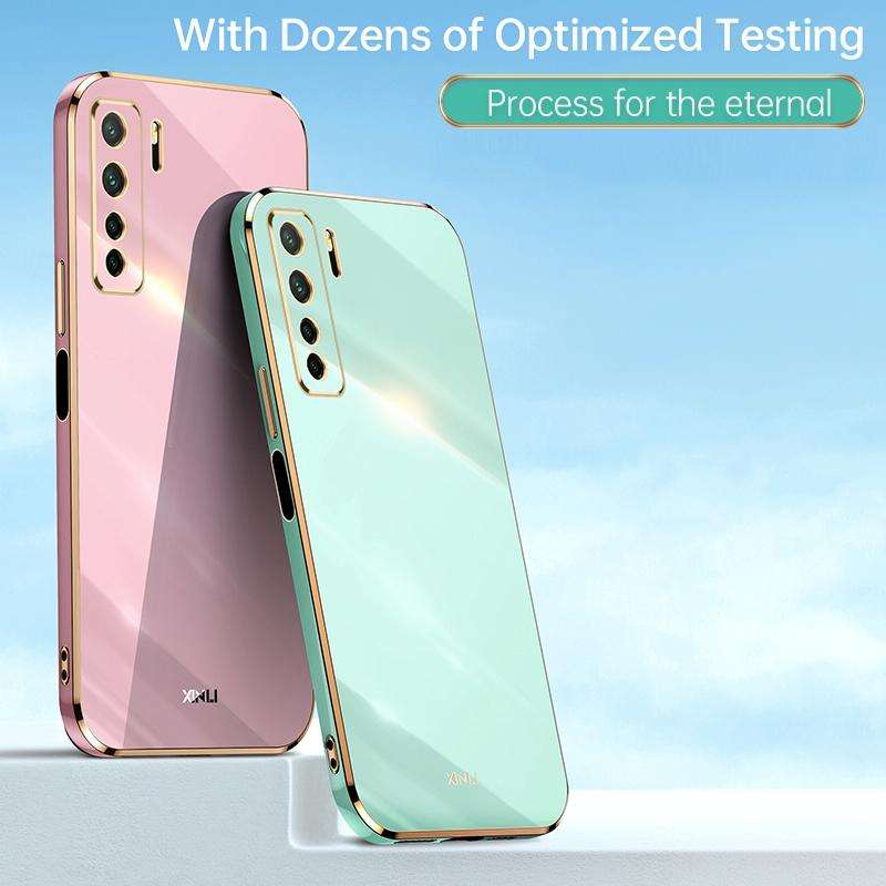 For Huawei nova 7 SE XINLI Straight 6D Plating Gold Edge TPU Shockproof Case(Cherry Purple)