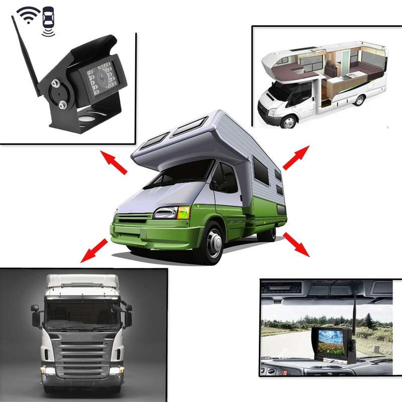 K0232 7 inch 140 Degrees Wide Angle HD Car Rear View Backup Dual Cameras Rearview Monitor Split S...