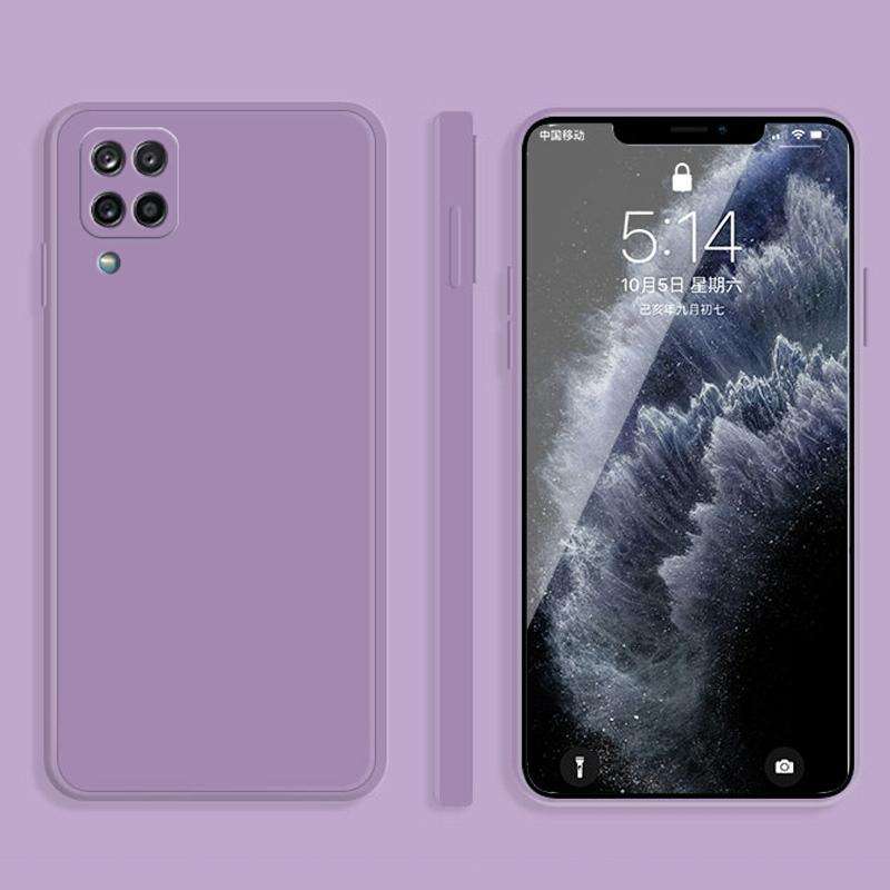 For Samsung Galaxy A12 5G Solid Color Imitation Liquid Silicone Straight Edge Dropproof Full Cove...