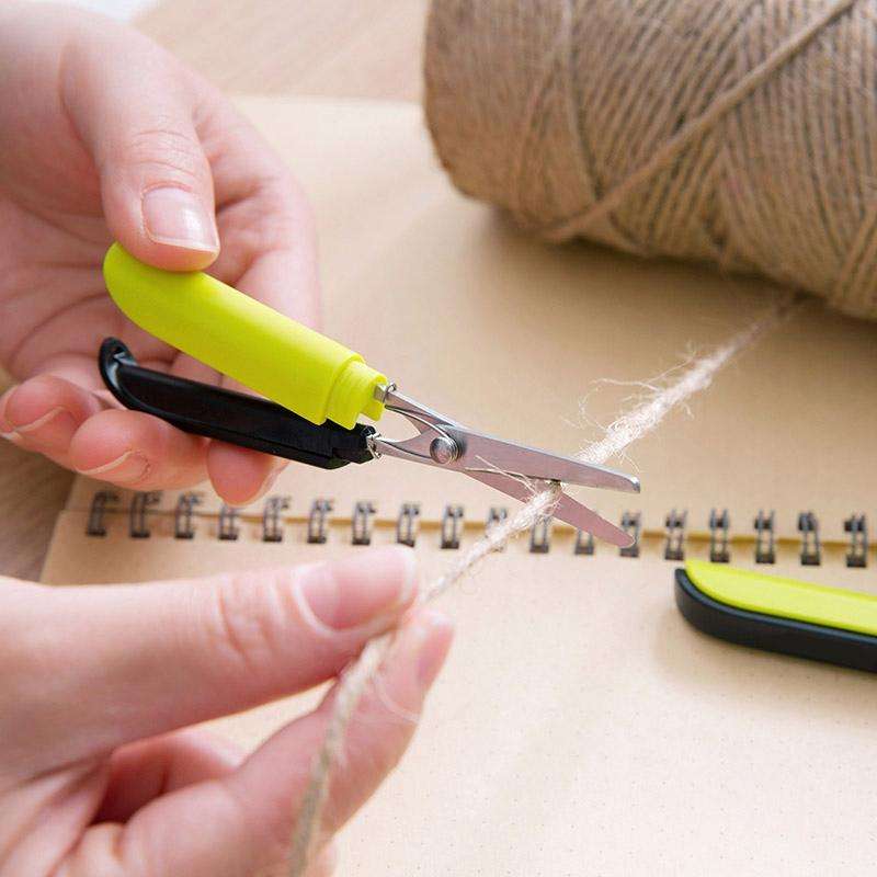 Portable Shears Paper Cutting Folding Safety Mini Stationery Scissors(Blue)