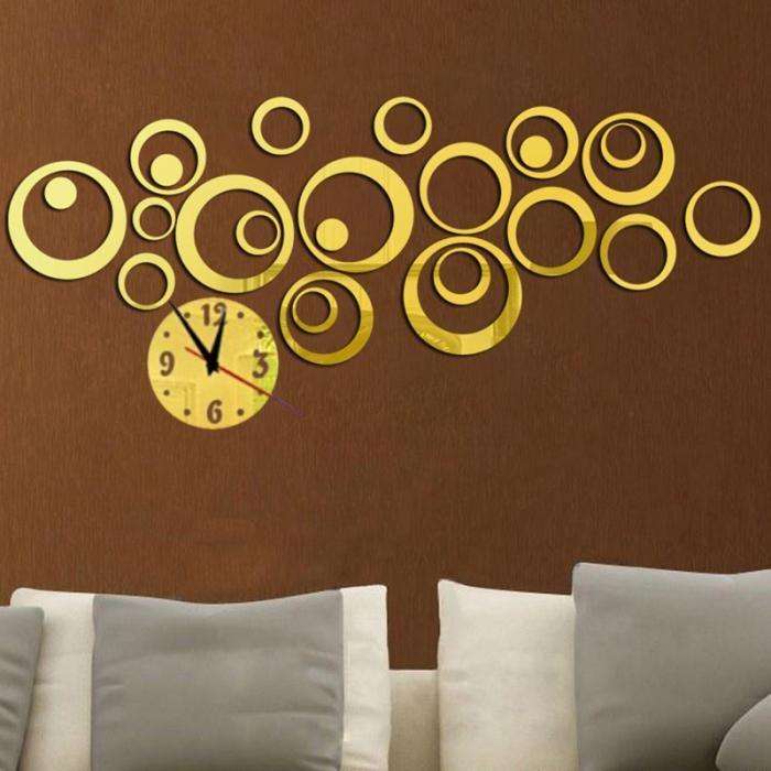 Wall Clock 3D Three-dimensional Acrylic Fashion Mirror Wall Stickers Clock DIY Circle Combination...