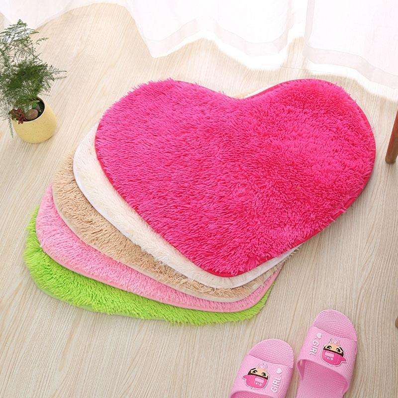 Heart Shape Non-slip Bath Mats Kitchen Carpet Home Decoration(Black)