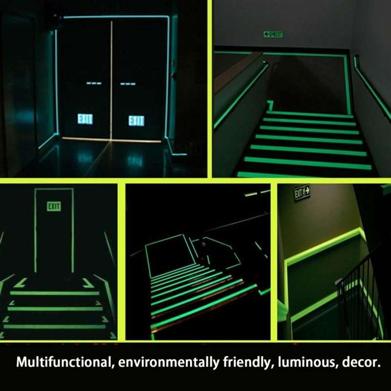 Reflective Glow Tape Self-adhesive Sticker Removable Luminous Tape Fluorescent Glowing Dark Strik...